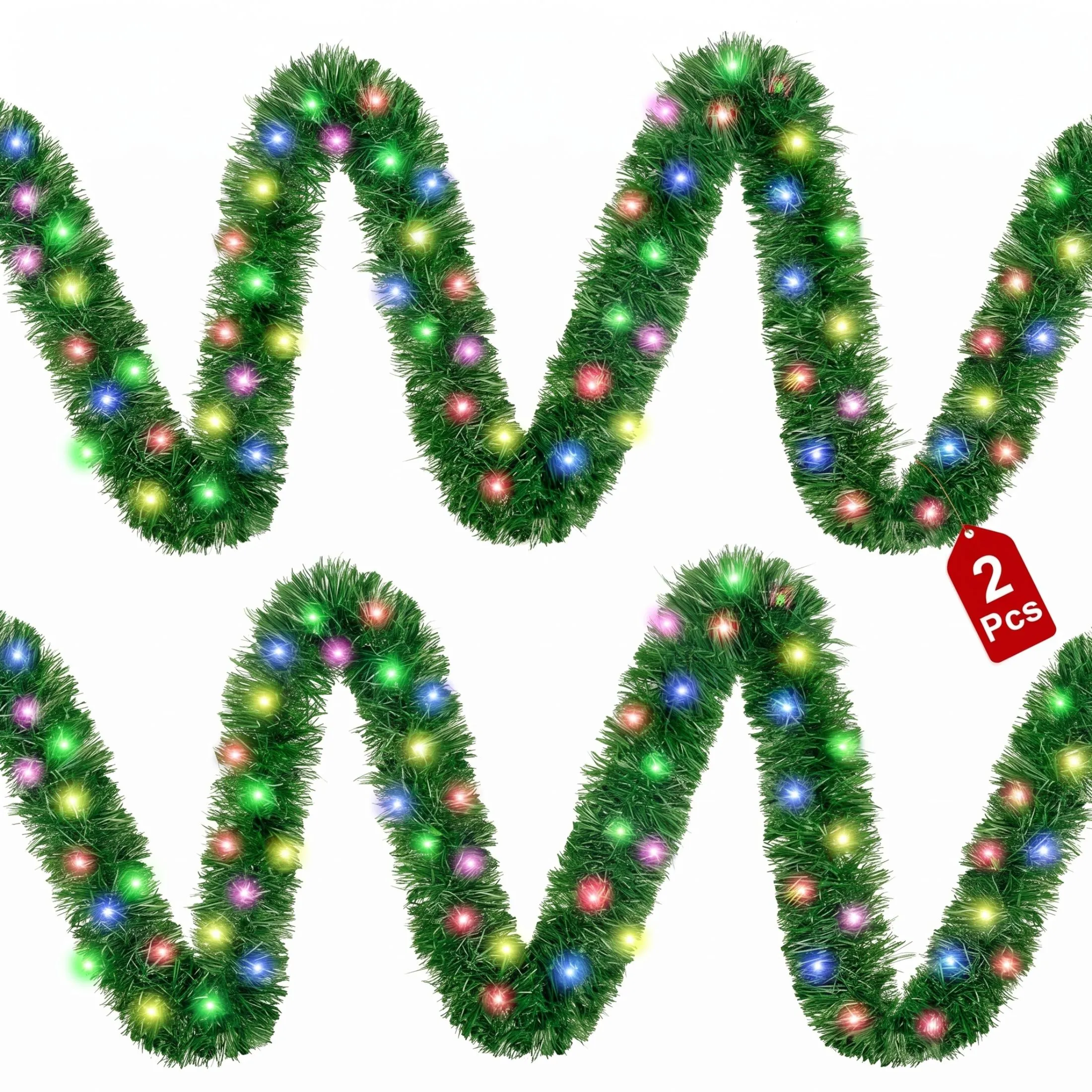 16.4 ft Pre-Lit Christmas Garland, 2 Pack, Warm White LED (2-Pack)
